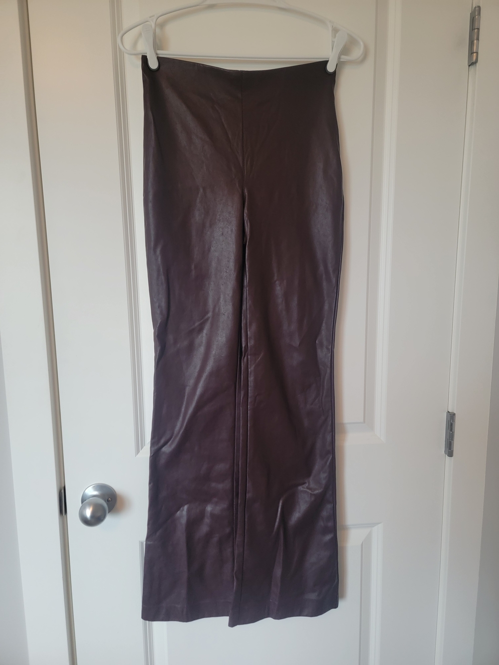 Wilfred Wide Leg Faux Leather Pants in Deep Burgundy